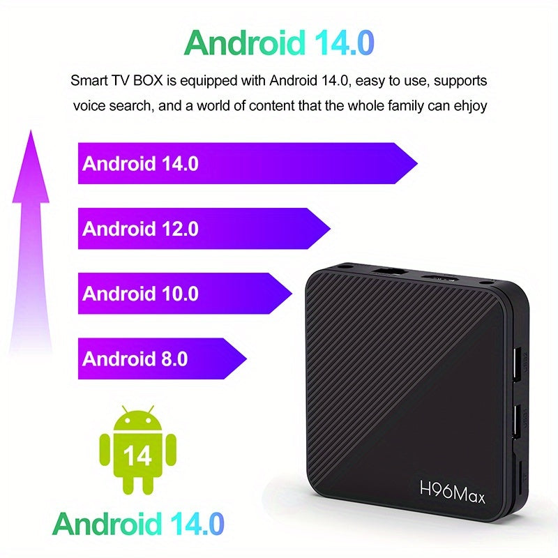 Huawei H96 MAX H313 Smart TV Box Android 14 Reproductor Multimedia con 4K@60fps, LAN de 100m, WiFi6, BT5.0, Asistente de Google,