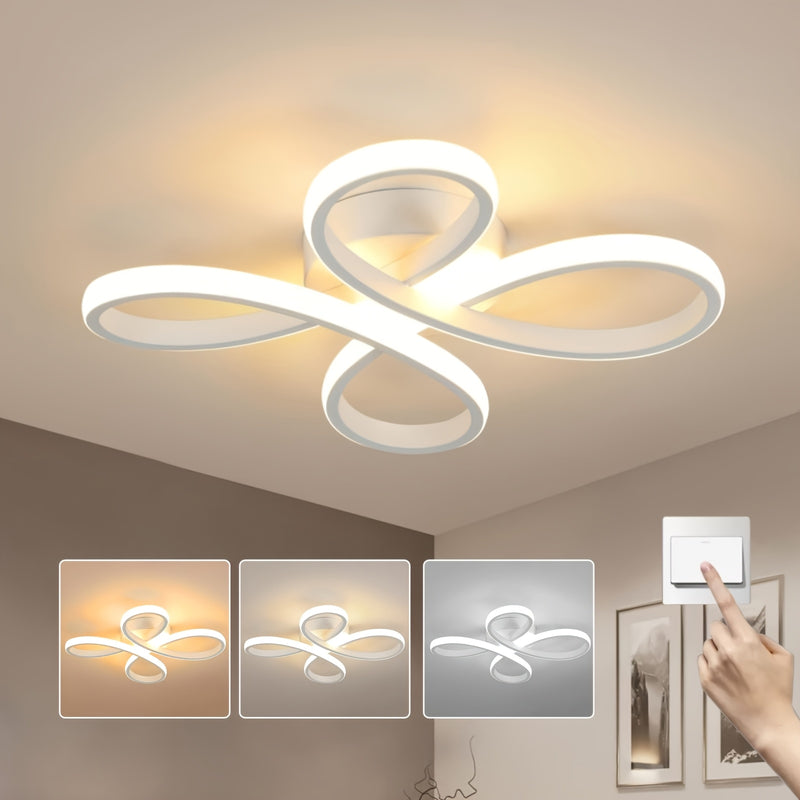 1 pieza de lámpara de techo moderna con mariposa negra/blanca - Brillo ajustable 3000K/4000K/6000K, acabado metálico mate con montaje semi-inclinado, iluminación decorativa ligera para sala de estar, dormitorio, pasillo, estudio, luces de techo para el h