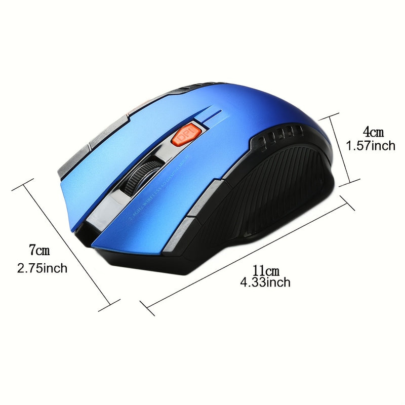 Ratón sin varillas Ergonómico de 2.4GHz para Juegos/Oficina, Ratón Portátil con Rueda de Desplazamiento Metálica, Sin Cable, Receptor USB, Plug & Play, para Computadora Portátil/Escritorio (Batería No Incluida)