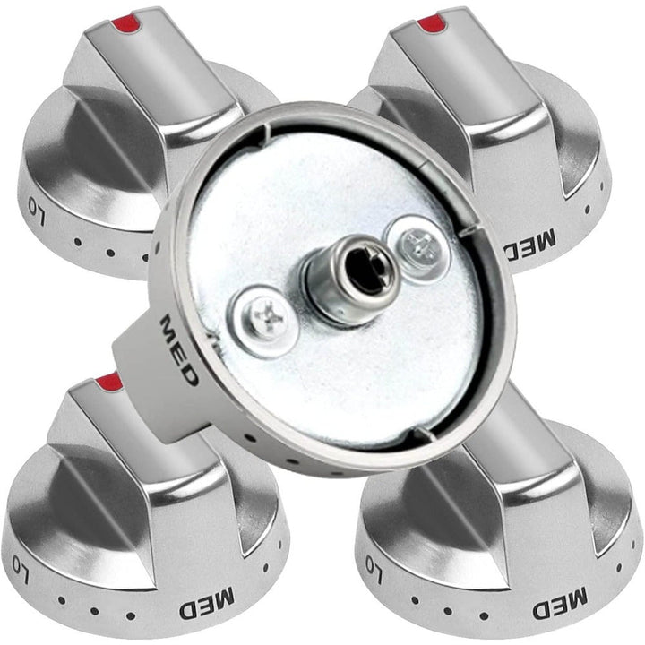 Perilla de control de acero inoxidable para estufa DG64-00473A, eje en D de metal, accesorio de repuesto para estufa de gas Samsung, compatible con los modelos NX58F5700WS, NX58H5600SS, NX58H5650WS, NX58J7750SS.