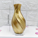 1 florero decorativo elegante de resina dorada con diseño floral rosa, estilo americano en forma de cilindro espiral, para sala, balcón o escritorio de oficina, decoración para el hogar