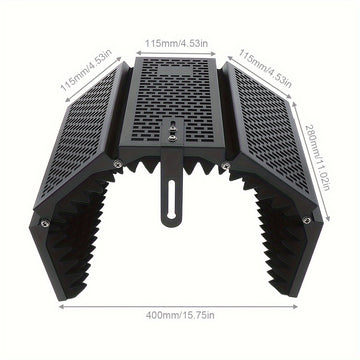 Filtro antipop de espuma de alta densidad para micrófono de metal de 5 paneles ePathChina, plegable, compatible con roscas de 3/8" y 5/8", negro, para estudio de grabación y transmisión en vivo