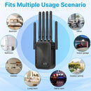 Repetidor de señal de Wi-Fi, mejorador de red doméstica, proporciona cobertura estable en toda la casa, soporta 2.4Ghz, soporta sistema WIFI6, enchufa y juega, sistema de 6 antenas, fácil de expandir wifi, adecuado para oficinas y cafeterías.