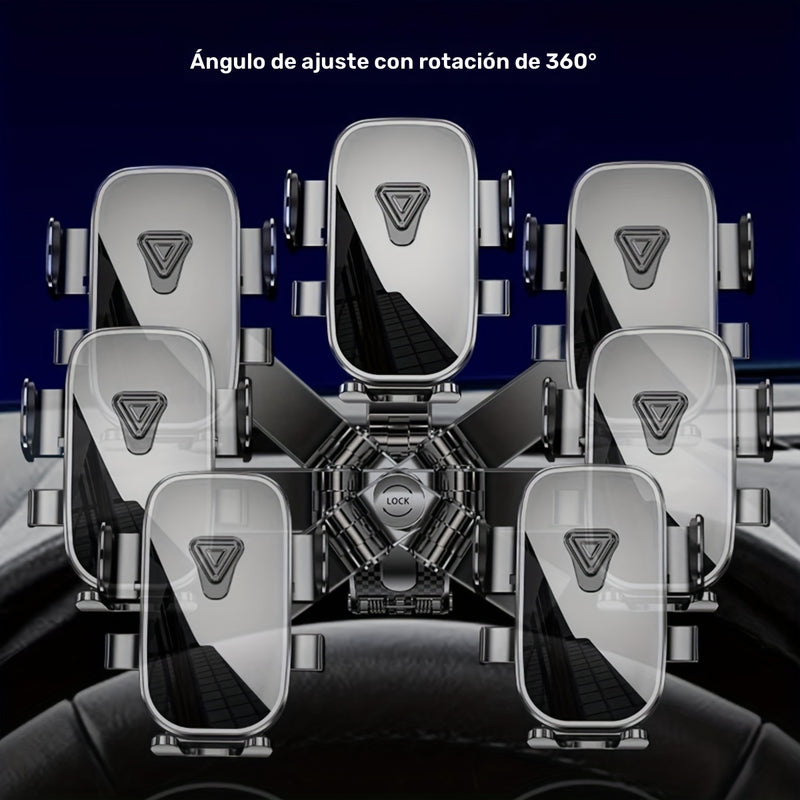 1 soporte universal para montaje de coche, material ABS, rotación de 360°, antivibración, textura de fibra de carbono, soporte de navegación multifuncional