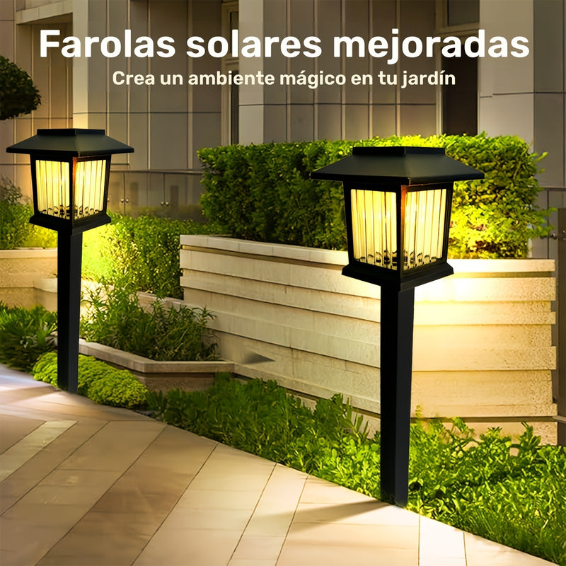 Luces Solares de Tierra con LED 2 piezas | Iluminación Exterior de Alta Calidad para Caminos | Alimentadas por Energía Solar con Aro de Plástico Desmontable | Acabado Duradero | Ideales para Jardín, Patio, Pasarela y Entrada | Iluminación Paisajística Ef