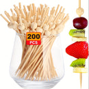 200 Palillos de Madera Natural para Cócteles - 11.94 cm Pinchos Decorativos para Bebidas, Aperitivos y Snacks de Fiesta, Perfectos para Frutas, Verduras y Tablas de Charcutería