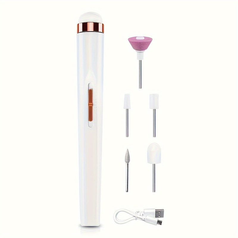 Kit de taladro eléctrico para uñas recargable por USB, máquina pulidora portátil, herramienta profesional multifuncional para manicura y pedicura