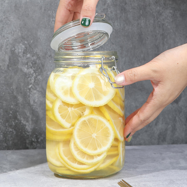 1 Jarrón de vidrio hermético con tapa, ideal para fermentación, conservación, encurtido y almacenamiento, con boca ancha, para el hogar y la cocina.