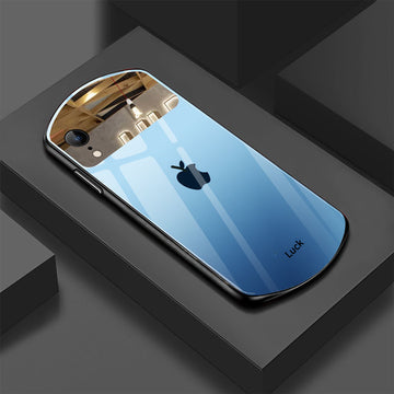 Estuche para teléfono de pareja con espejo ovalado y diseño engradado, compatible con Apple iPhone/16promax/16/15/14/12/11. Lujo ligero, moderno, resistente y visualmente atractivo: el regalo perfecto