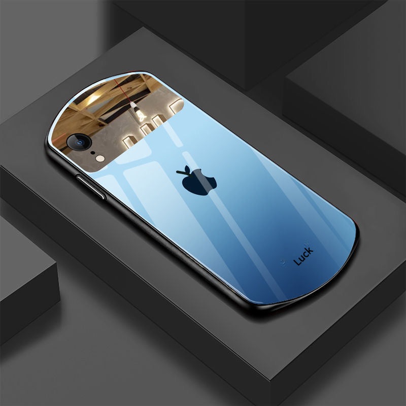 Estuche para teléfono de pareja con espejo ovalado y diseño engradado, compatible con Apple iPhone/16promax/16/15/14/12/11. Lujo ligero, moderno, resistente y visualmente atractivo: el regalo perfecto
