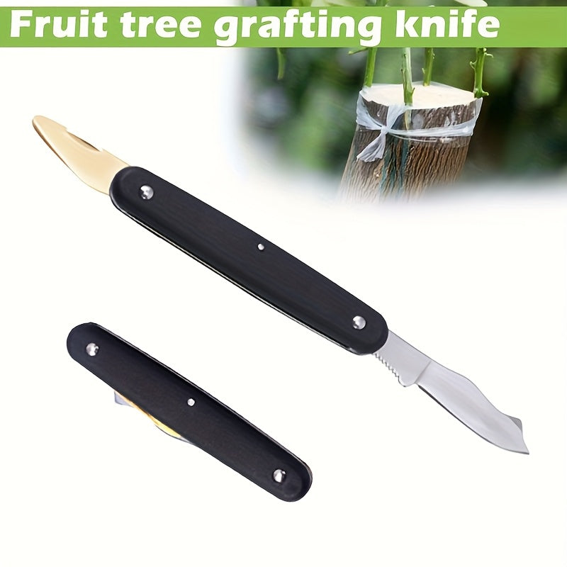 Navaja de Injerto de Acero Inoxidable - Herramienta Manual Retro para Juntar Frutas y Árboles Hortalizas, Mango Ergonómico con Hoja de Precisión, Sin Necesidad de Electricidad para Jardinería Profesional y Aficionada