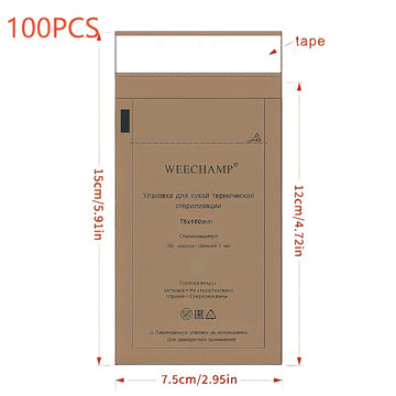 100 bolsas de almacenamiento autoadhesivas de papel kraft - bolsa higiénica autosellante resistente al calor, ideal para cosméticos, herramientas de uñas y mascarillas | Alta calidad, sin necesidad de electricidad, diseño práctico para artículos personal