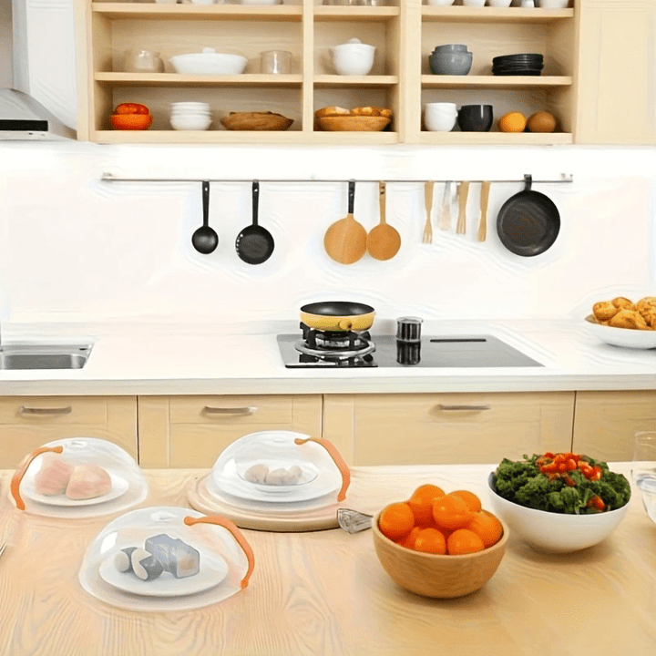 Tapadera para Microondas con Mango Fácil de Agarrar - Tapa Transparente, Resistente al Calor y Hermética para Ventilación de Vapor, Cocina Sin Desorden - Compatible con Microondas y Hornos, Ideal para Comidas, Verduras, Carne, Empanadillas, Cubierta para
