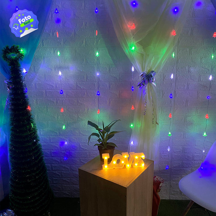 Cortina De Arboles Navideños 2.8 M 120 LEDS Navidad Multicolor 1817