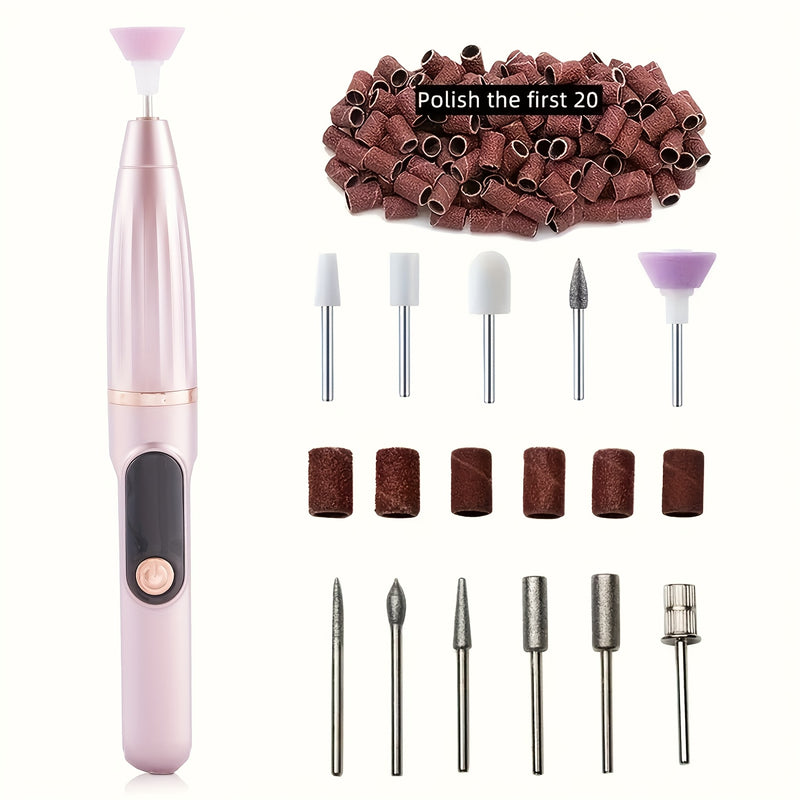 Kit de Taladro para Uñas Recargable sin varillas - Lima Eléctrica Profesional sin Cable con Velocidades Ajustables, Bajo Ruido y Vibración, Base de Carga Inalámbrica y Batería de Larga Duración para Manicura en Gel y Acrylic