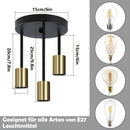 Lámpara de techo moderna de 3 cabezas - Montaje semienterrado con brazo ajustable, base de hierro fundido y cables chapados, regulable para comedor, dormitorio, estudio, sala de estar - Compatible con bombillas E26, iluminación contemporánea, iluminación