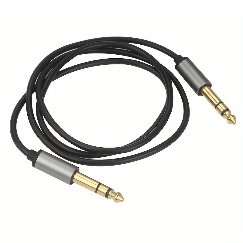 Cable AUX I-ZCLIVE de Alta Fidelidad de 6.35mm Macho a Macho, Carcasa de Aleación de Aluminio Duradera - Diseño Plano para Enrutamiento Fácil, Ideal para Computadoras, Portátiles, DVDs, Amplificadores, Guitarras Eléctricas, Altavoces, Mezcladores, Teclad