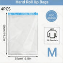 Bolsas de ahorro de espacio de 4 paquetes, bolsas de almacenamiento de compresión al vacío sin bomba, organizador de viaje enrollable, bolsas de plástico multiusos con cremallera para empacar ropa, equipaje, mochilas - Forma rectangular, uso sin electric