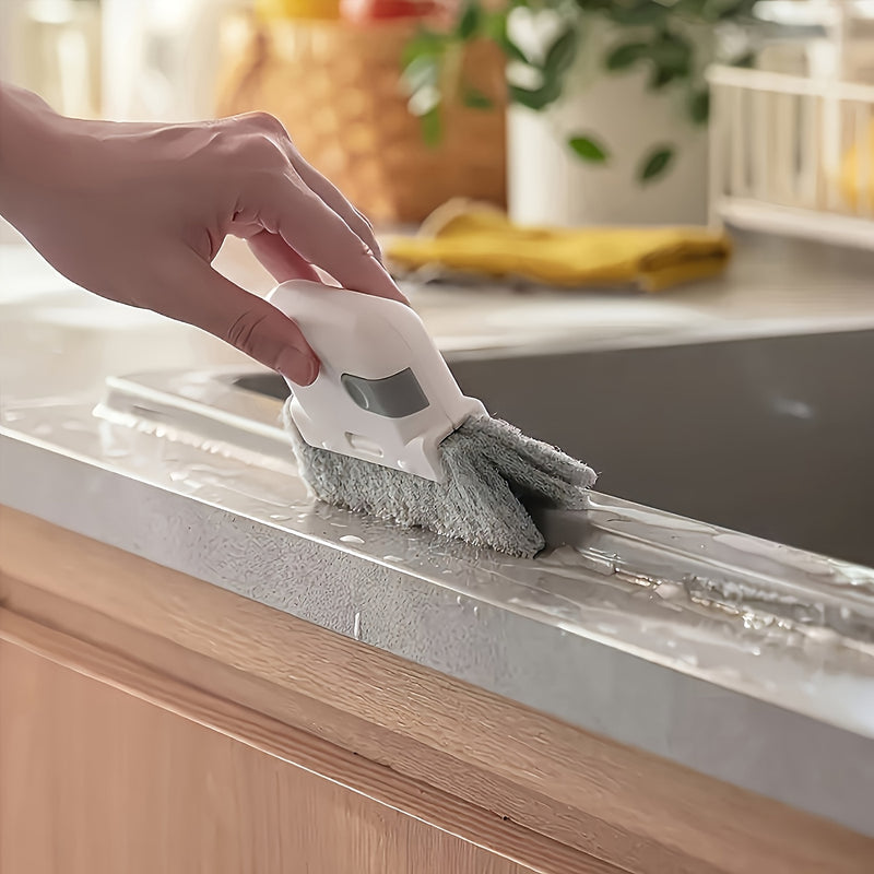 Un cepillo de limpieza portátil versátil adecuado para ventanas y cocinas - Cuenta con surcos y herramientas para grietas fáciles de usar, un elemento esencial reutilizable para limpiar el polvo en casa.