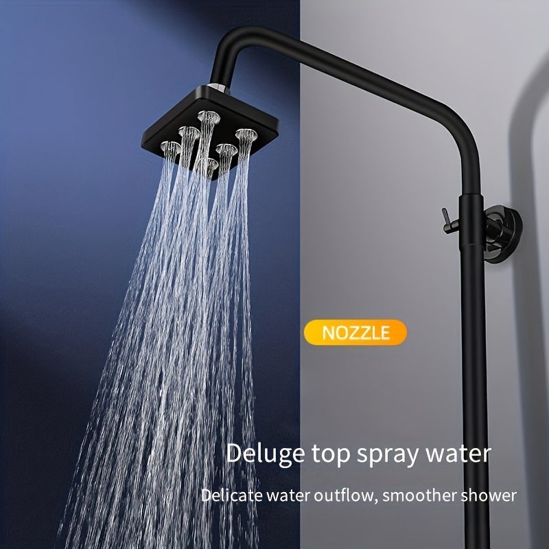 Rociador de Lluvia Deluxe de Alto Flujo, Montaje en Pared, Alta Tensión, Sin Necesidad de Energía, Diseño Clásico Cuadrado, Múltiples Opciones de Ducha, Experiencia Cómoda en el Baño, Accesorios para Ducha | Moderno Rociador | Superficie Suave, Accesorio