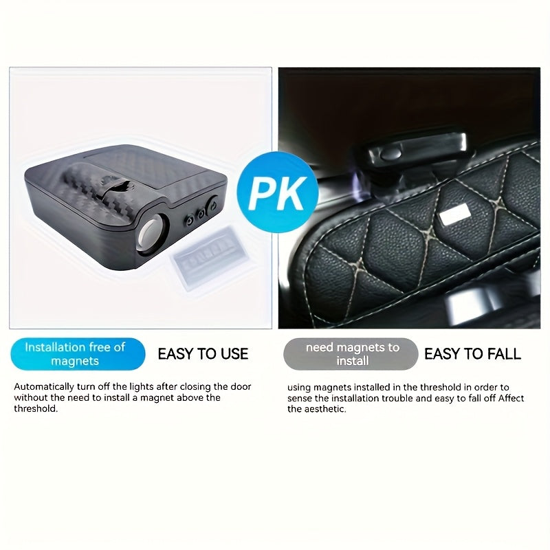 2 piezas de luces de bienvenida para puertas de coche LED - Diseño texturizado negro, alimentado por batería, fácil instalación, se adapta a la mayoría de los coches, SUV, furgonetas, proyectores, para for CHEVROLET, para for DODGE, para for NISSAN, para