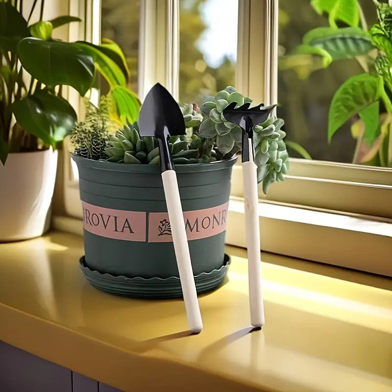 Juego de Herramientas de Jardinería Mini de 6 Piezas - Herramientas Manuales de Metal y Madera para Planta Interior y Exterior, Suculentas y Azada Efectiva para Aflojar la Tierra con Pequeñas Herramientas para Suculentas
