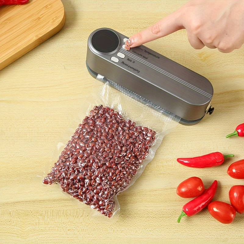 Selladora al Vacío Recargable USB, Batería de 1200mAh, Diseño Inflable y Multifuncional para Hogar y Exteriores, Ahorra Espacio, Ideal para Conservar Alimentos, Snacks, Carne, Frutas y Verduras - Voltaje de Trabajo ≤36V