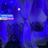 Cortina Micro Led Ramal 3x1,8 m 720 LED Decoración Navidad Azul 1587