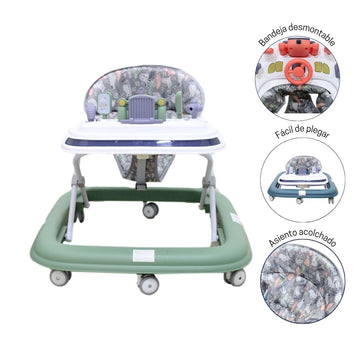 CAMINADOR PARA BEBÉ CON DISEÑO DE AUTO Y ASIENTO ACOLCHADO VERDE Y-W838 MUNBE