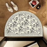 Elegante Alfombra de Baño Floral Semi-Circular - Secado Rápido, Antideslizante, Alfombra de Barro de Diatomeas con Frase Inspiradora, Suave y Duradera, Diseño en Blanco y Negro para Decoración Moderna del Hogar, Decoración de Baño