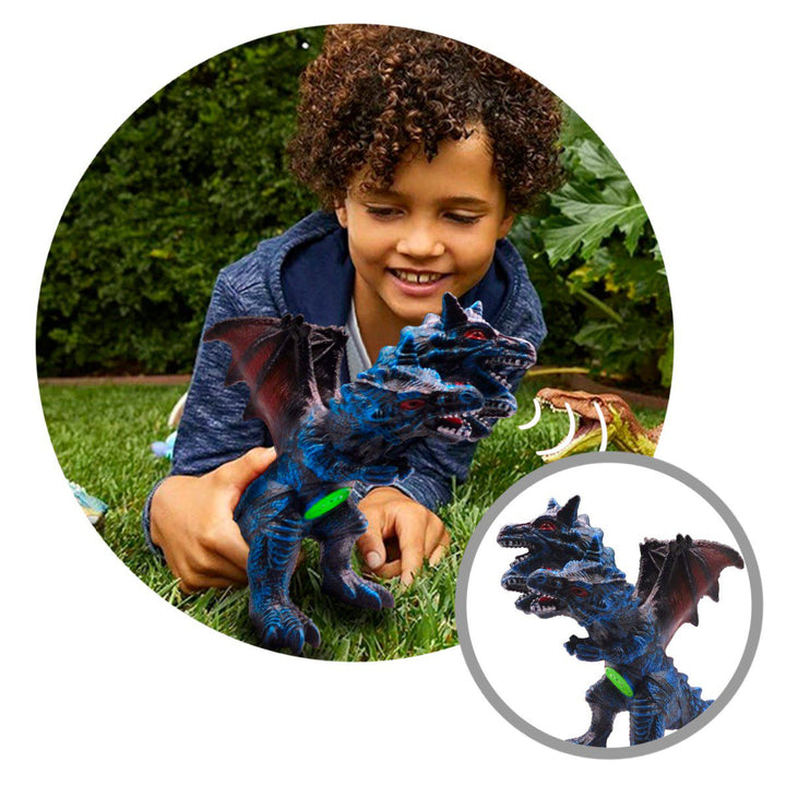 Figura Dinosaurio Tres Cabezas Grande Sonidos Detalles Pintura K7472001B