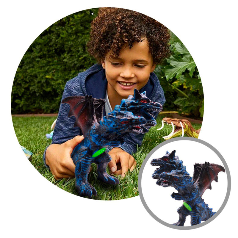 Figura Dinosaurio Tres Cabezas Grande Sonidos Detalles Pintura K7472001B