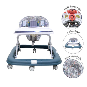 CAMINADOR PARA BEBÉ CON DISEÑO DE AUTO Y ASIENTO ACOLCHADO PETRÓLEO Y-W838 MUNBE