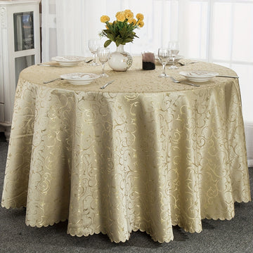 1pc Mantel Redondo Premium de Jengibre - Poliéster para Máquina con Bordado Floral Elegante, Duradero y Fácil de Limpiar para Decoración de Comedor, Ajuste de Mesa Sofisticado, Tela de Alta Calidad