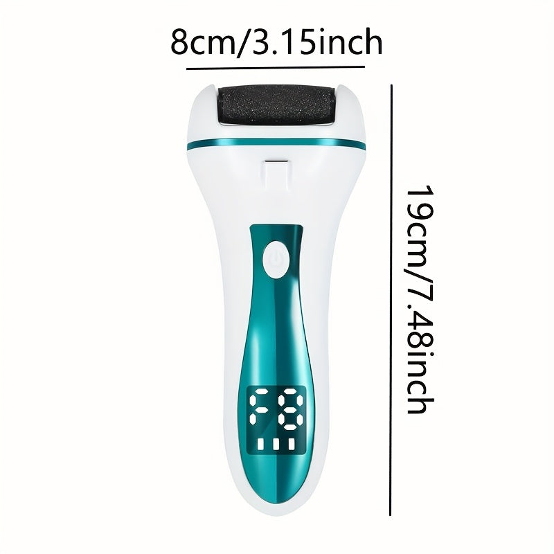 Exfoliador eléctrico de pies recargable por USB con cabezas de lijado reemplazables - Alimentado por USB, pantalla LCD, mango ergonómico para eliminar la luz muerta y pulir, uso cómodo, blanco, exfoliación de pies, herramienta de belleza, diseño elegante
