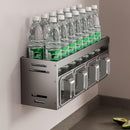 1pc Set de almacenamiento de especias para montaje en pared - Aluminio duradero, instalación sin taladro, incluye contenedores y frascos para cocina y comedor, acabado pulido, frasco de especias
