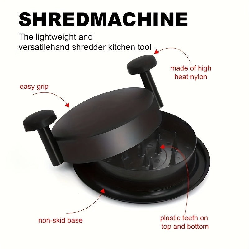1pc Desmenuzador de pollo - Desmenuzador de carne de torsión con asa y base antideslizante, ideal para carne de res y pollo, material de plástico, no requiere batería, esenciales de cocina | Herramienta de cocina moderna | Plástico duradero