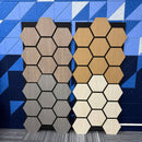 Paneles Acústicos Hexagonales Modernos en Fieltro Negro - Decoración de Pared y Techo Insonorizante de Roble Natural para Estudios de Grabación y Cines Caseros