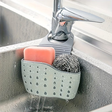 Colador de Doble Filtro para Fregadero con Portaesponja - Cubierta Antiatascos, Organizador de Platos y Almacenamiento de Esponjas para Lavabos Modernos