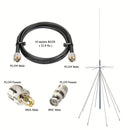 Antena GMRS de 25 pies, 1300 MHz, con cable de 10 metros y conectores PL-259 y SMA. Soporta transmisiones de radio HF, AIR, UHF, VHF, FM, AM, FRS y Diamond Conical. Funciona a 1090 MHz, sin carga, sin batería. Mejora el señal AM/FM. Fácil instalación. An