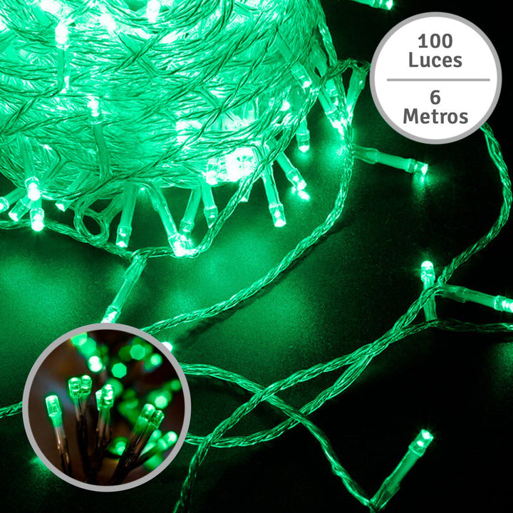 Extensión Luz LED Lineal 100 Luces 6 M. Navidad Verde 1424