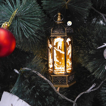 Farol Navideño Vintage Ramadán Pesebre Luz LED Vela ZF077D