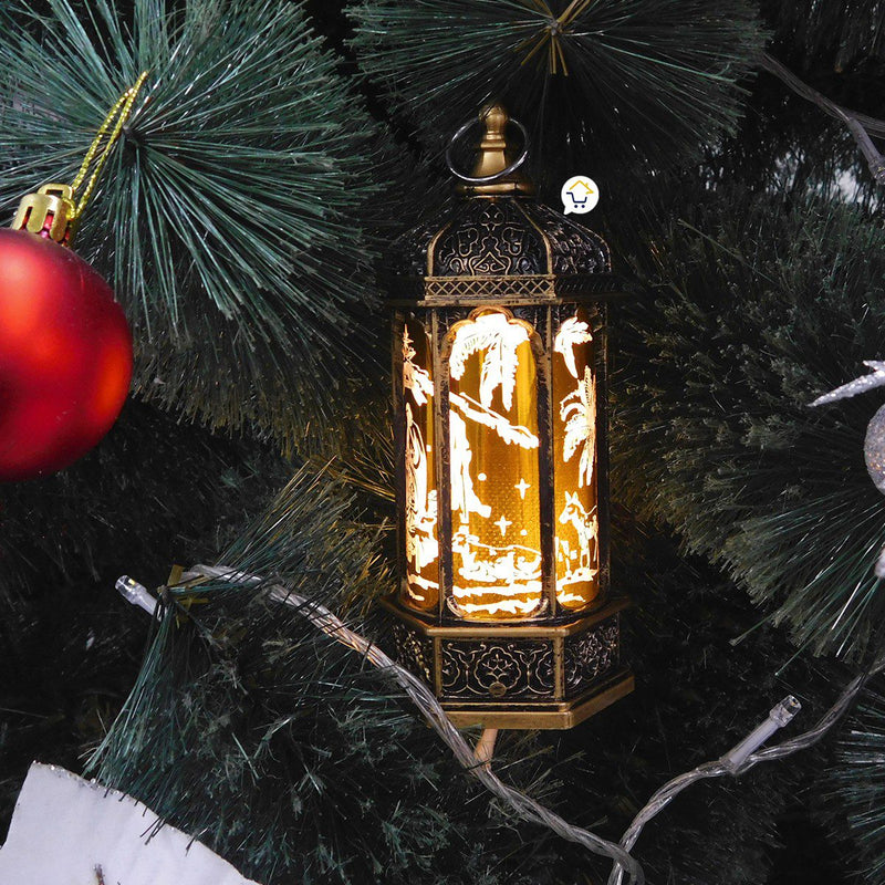 Farol Navideño Vintage Ramadán Pesebre Luz LED Vela ZF077D