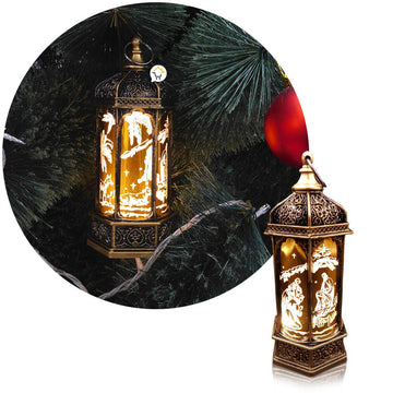 Farol Navideño Vintage Ramadán Pesebre Luz LED Vela ZF077D
