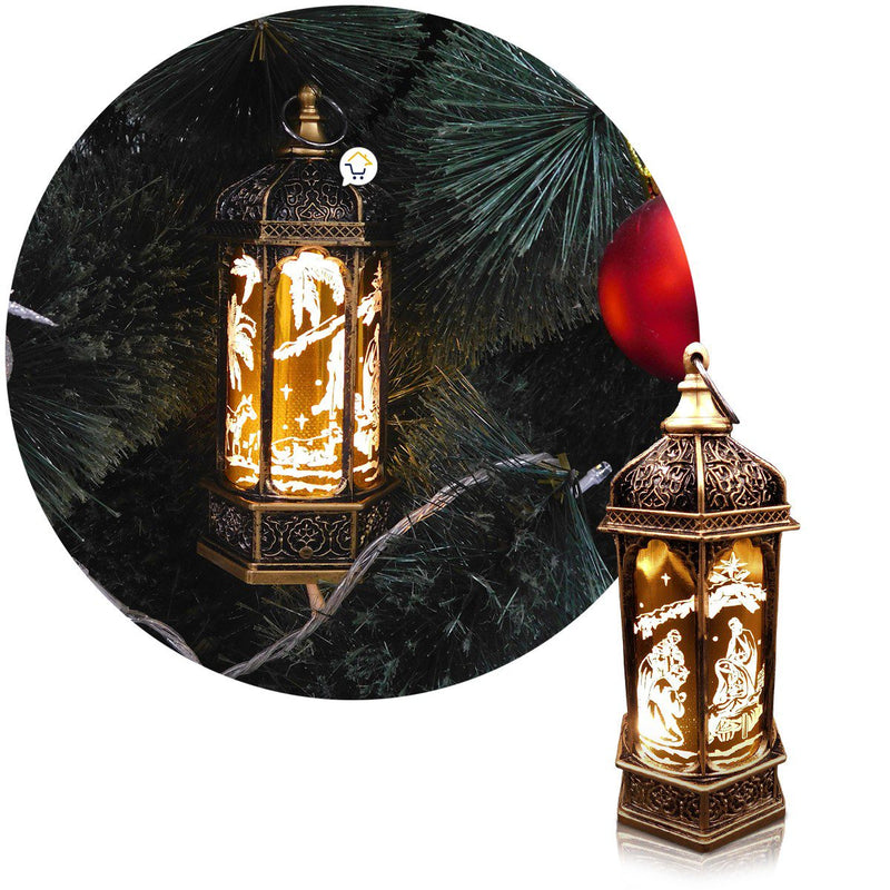 Farol Navideño Vintage Ramadán Pesebre Luz LED Vela ZF077D