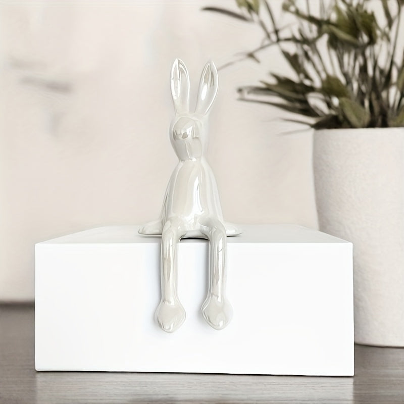 1 pieza de estatua de conejo lindo - Escultura de conejo sentado de resina, decoración de arte moderno para el hogar y la oficina, uso interior/exterior, no necesita electricidad, regalo perfecto para los amantes de los animales, accesorios de conejo