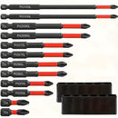 Juego de 6 piezas de cabezales magnéticos para destornillador de acero al tungsteno - mango de 1/4 pulgada, punta cruz y plana de 1 metro, rojo y , adecuados para destornilladores eléctricos y manuales
