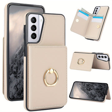 Para Galaxy S25/S24/S23/S22/S21 Ultra/S24 FE/S23 FE/S21 FE/Note 20 Ultra Funda con Tarjetero, Anillo de Rotación 360° y Cierre Magnético con Soporte Resistente