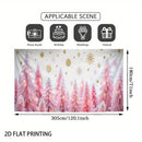 Banner de puerta 2D, 1 unidad, decoración navideña árbol rosa bosque navideño, poliéster, para fiestas hawaianas, bodas y decoraciones, fondo para habitaciones o jardín exterior