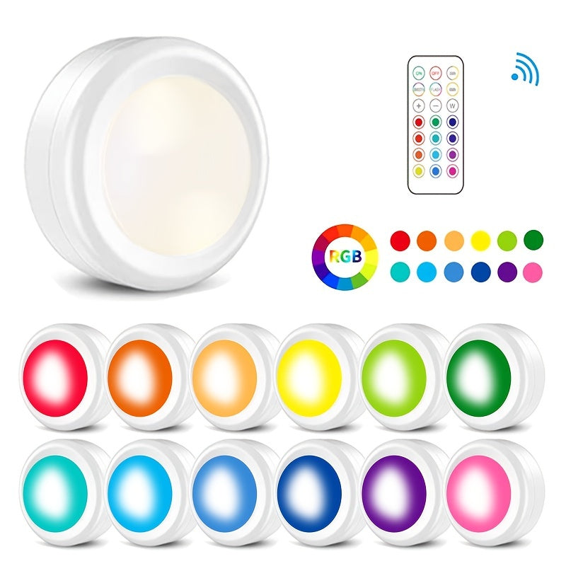 1/3/6 Piezas, Luces LED De Disco Con 13 Colores Cambiables, Luces Debajo Del Gabinete Regulables A Batería, Luces Debajo Del Mostrador A Batería Con Controles Remotos Inalámbricos Para Cocina